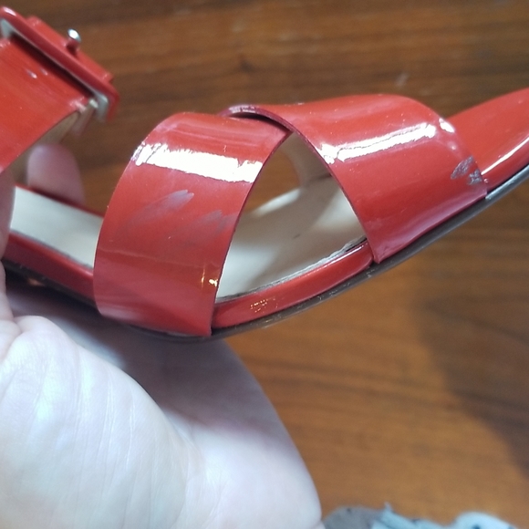 J crew orange red patent leather strappy heels - Picture 7 of 13